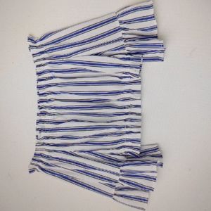 NWT  H&M blue short off the shoulder blouse in size 14.